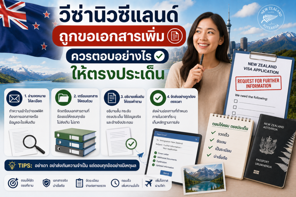 วีซ่านิวซีแลนด์ถูกขอเอกสารเพิ่ม ควรตอบอย่างไรให้ตรงประเด็น