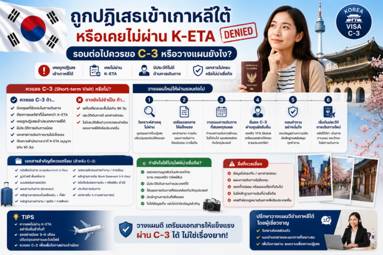 ถูกปฏิเสธเข้าเกาหลีใต้หรือเคยไม่ผ่าน K-ETA รอบต่อไปควรขอ C-3 หรือวางแผนยังไง