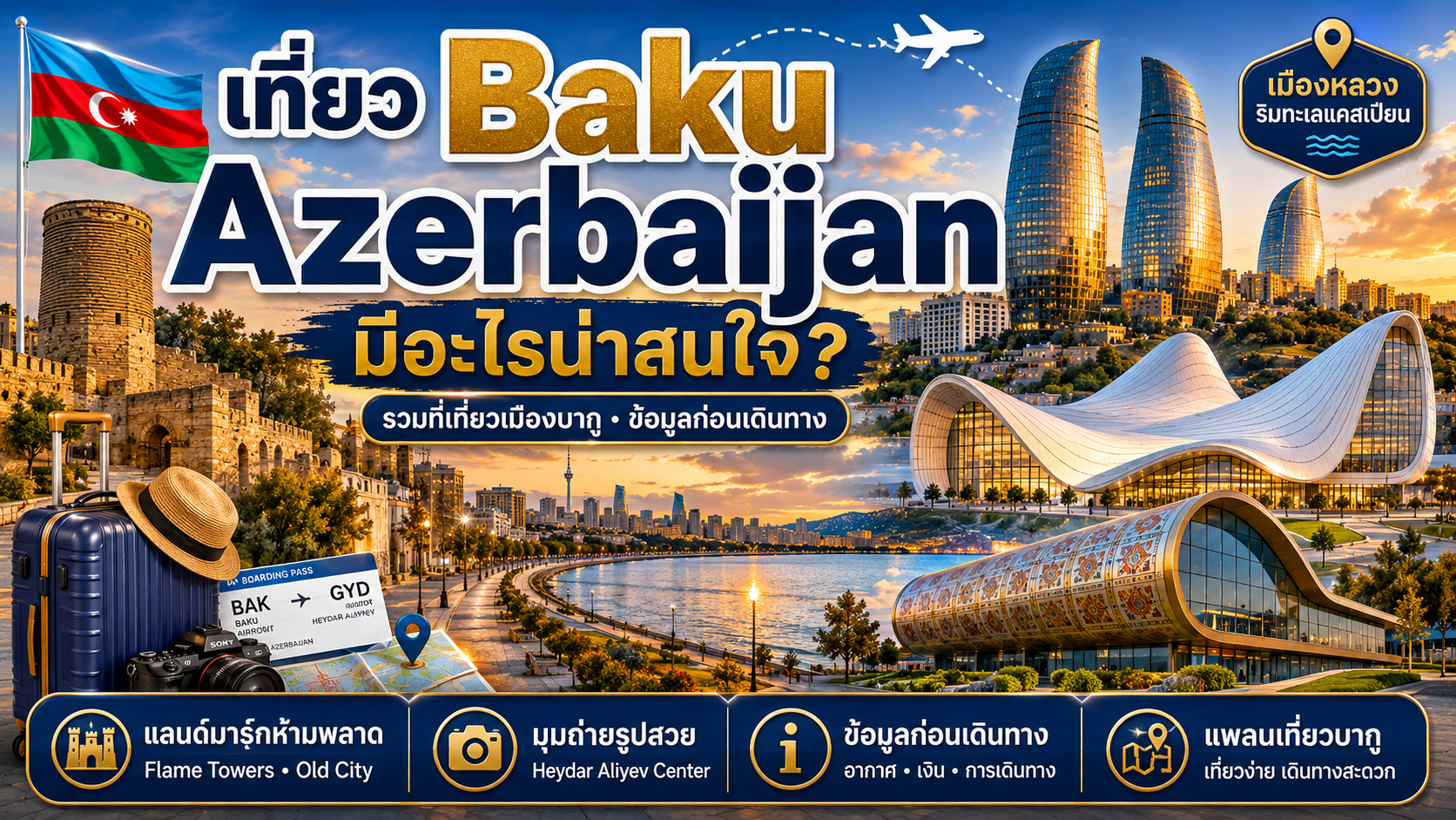 เที่ยว Baku Azerbaijan มีอะไรน่าสนใจ? รวมที่เที่ยวเมืองบากูและข้อมูลก่อนเดินทาง