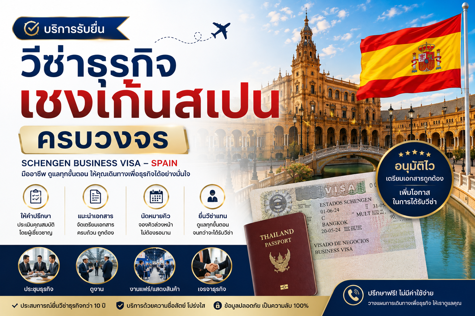 บริการรับยื่นวีซ่าธุรกิจเชงเก้นสเปนครบวงจร