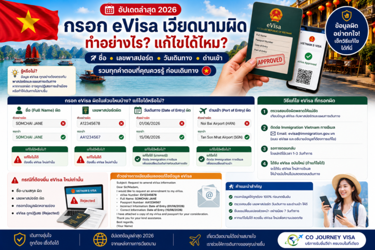 กรอก eVisa เวียดนามผิดทำอย่างไร? ชื่อ เลขพาสปอร์ต วันเดินทาง ด่านเข้าผิดแก้ได้ไหม