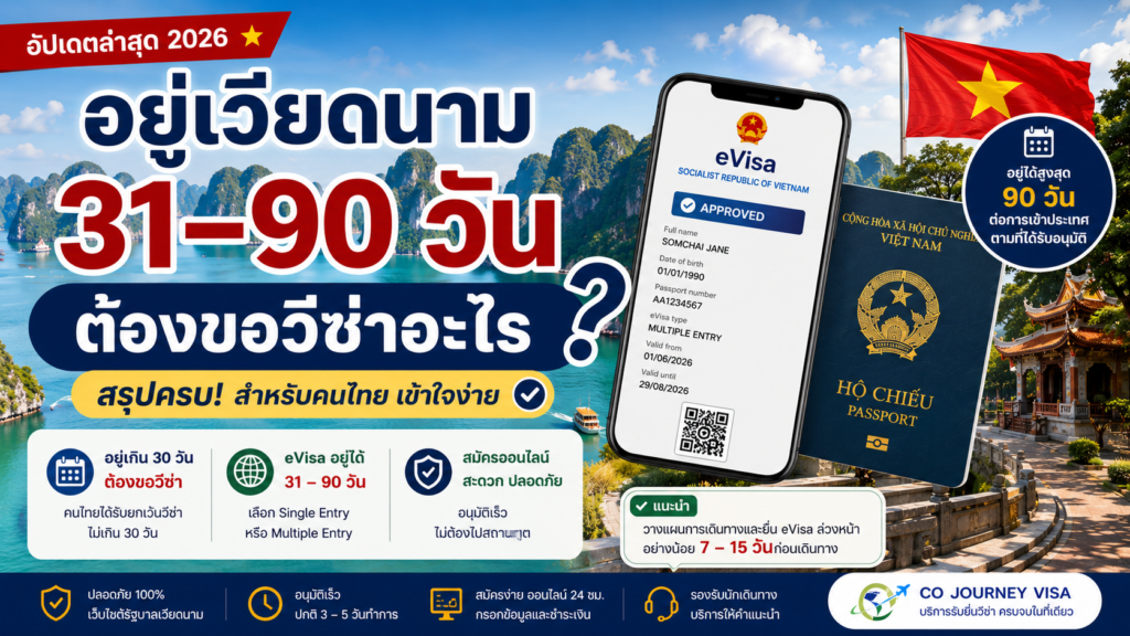 อยู่เวียดนาม 31–90 วัน ต้องขอวีซ่าอะไร?