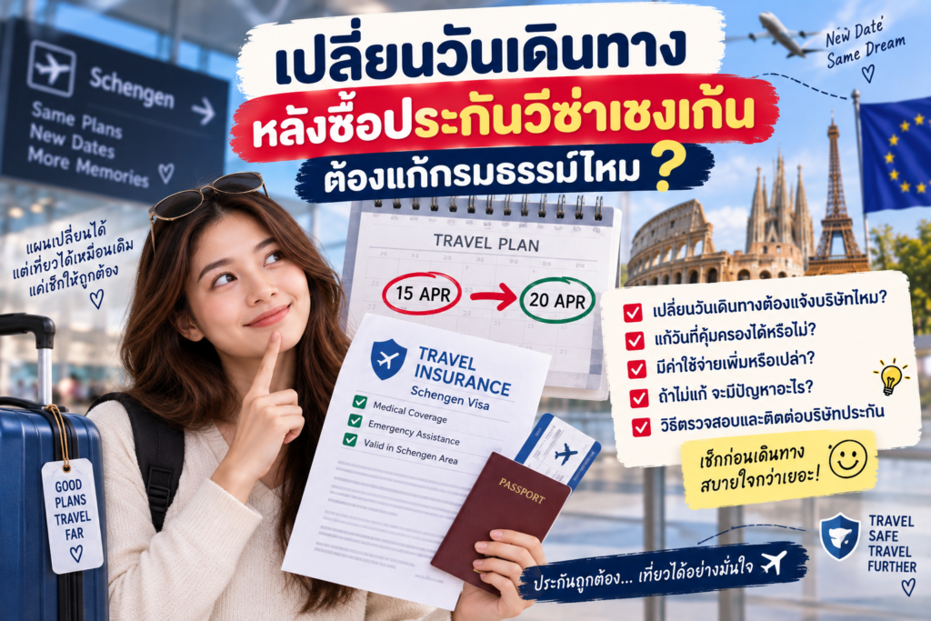 เปลี่ยนวันเดินทางหลังซื้อประกันวีซ่าเชงเก้น ต้องแก้กรมธรรม์ไหม?