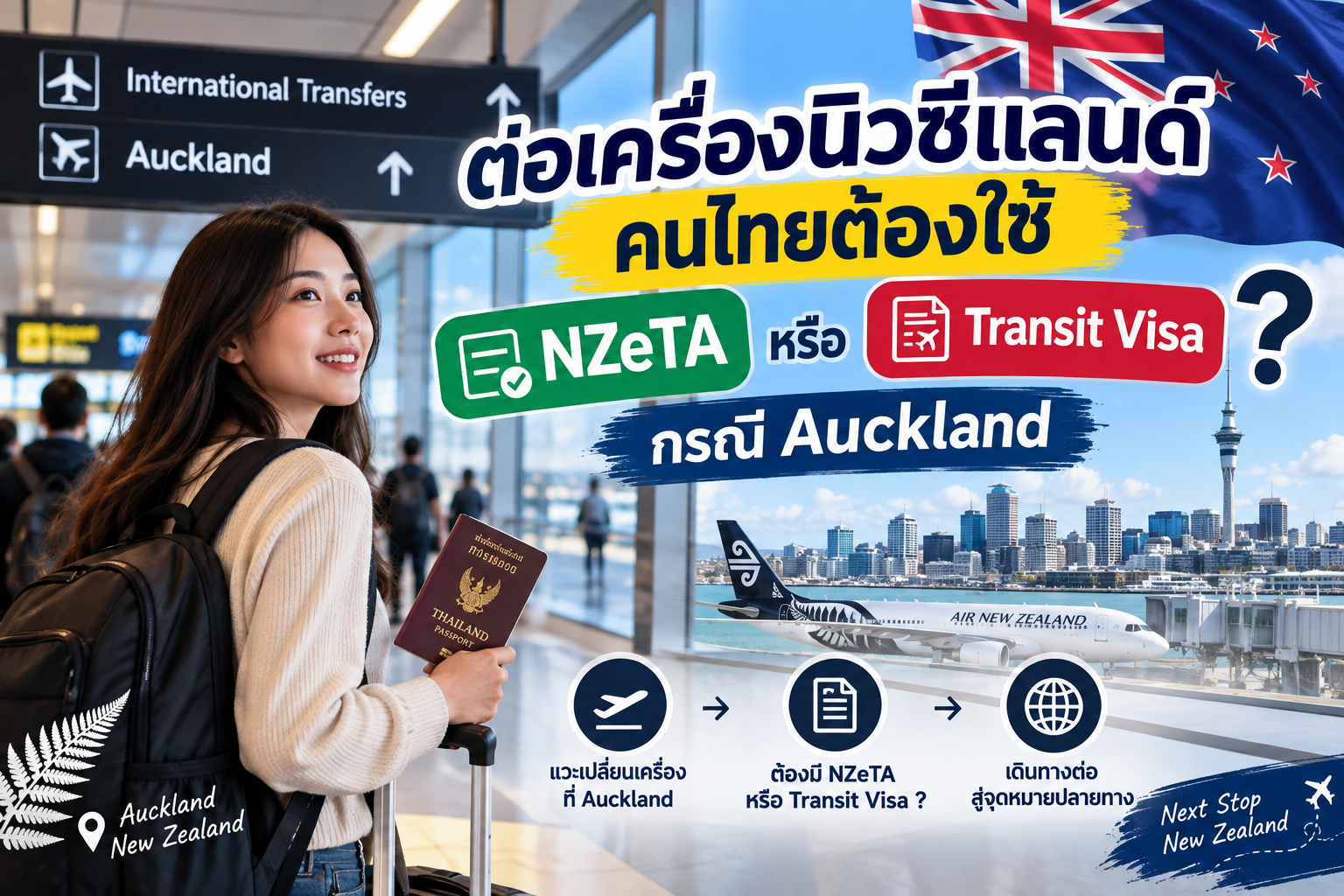 ต่อเครื่องนิวซีแลนด์ คนไทยต้องใช้ NZeTA หรือ Transit Visa ไหม? กรณี Auckland
