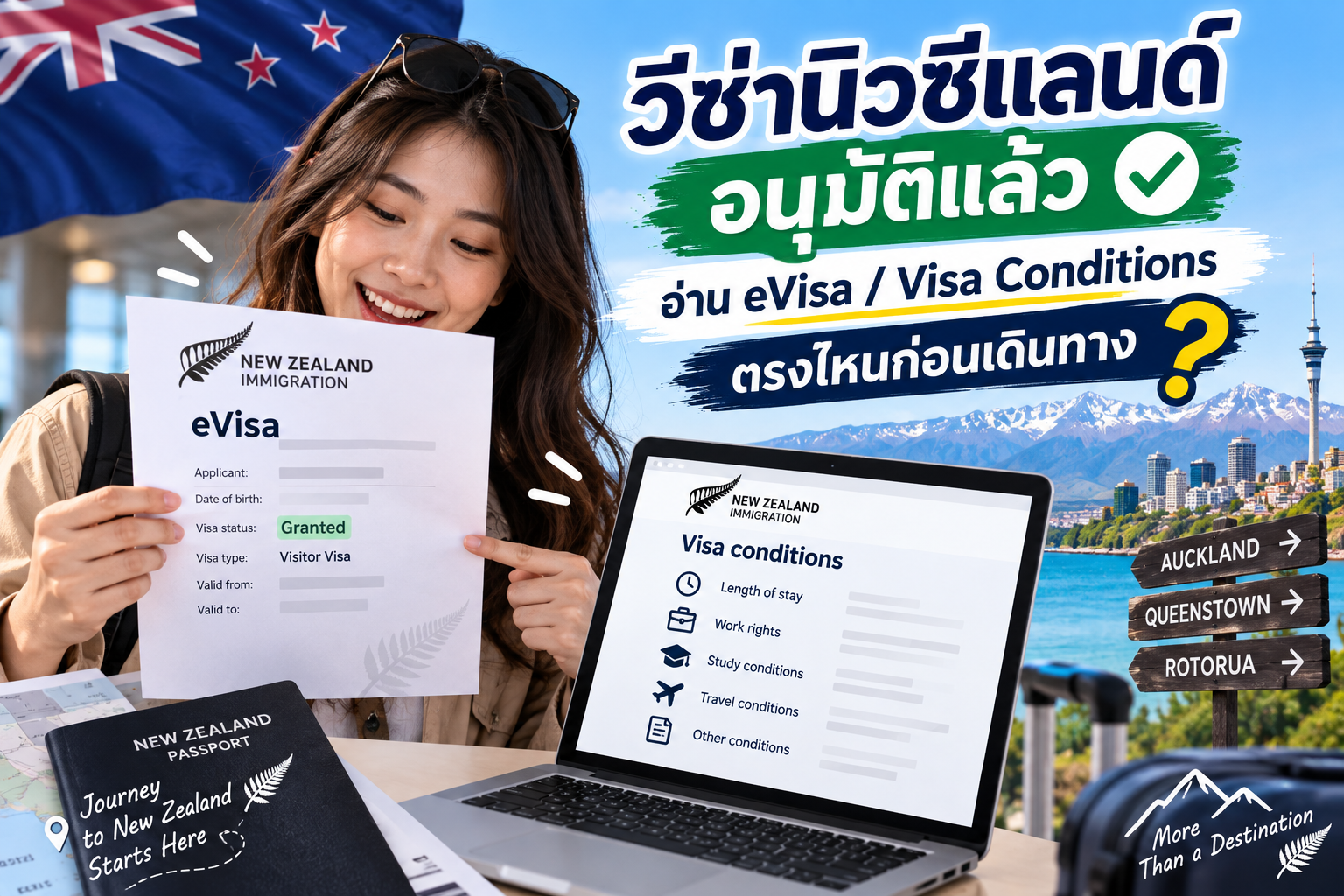 วีซ่านิวซีแลนด์อนุมัติแล้ว อ่าน eVisa / Visa Conditions ตรงไหนก่อนเดินทาง