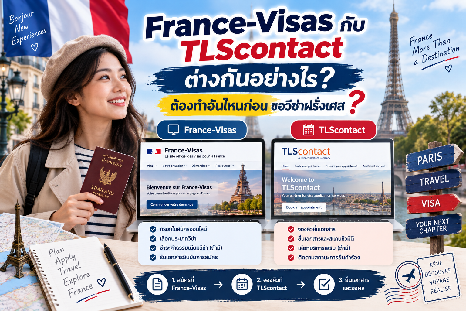France-Visas กับ TLScontact ต่างกันอย่างไร? ต้องทำอันไหนก่อนขอวีซ่าฝรั่งเศส