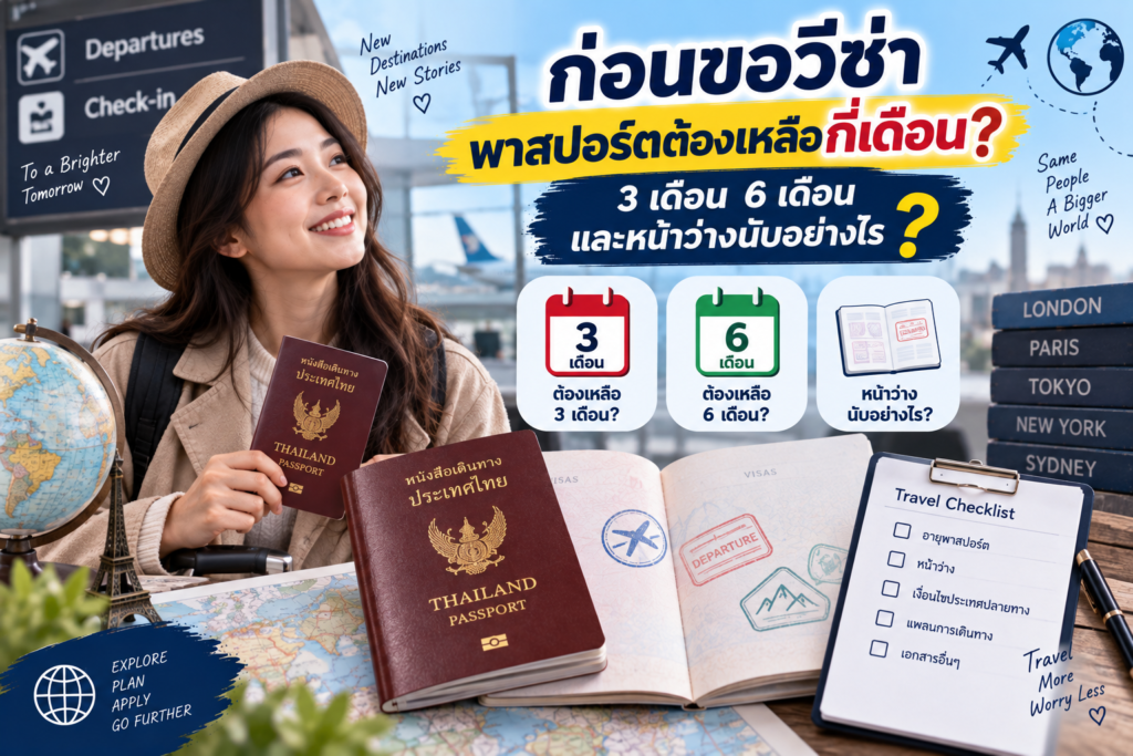 ก่อนขอวีซ่า พาสปอร์ตต้องเหลือกี่เดือน? 3 เดือน 6 เดือน และหน้าว่างนับอย่างไร