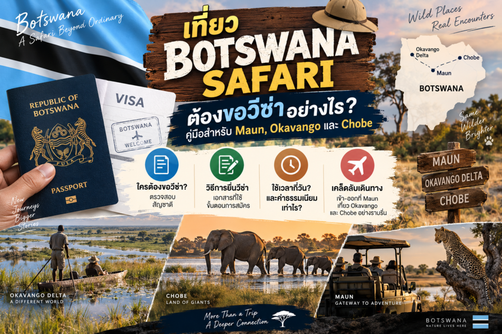 เที่ยว Botswana Safari ต้องขอวีซ่าอย่างไร? คู่มือสำหรับ Maun, Okavango และ Chobe