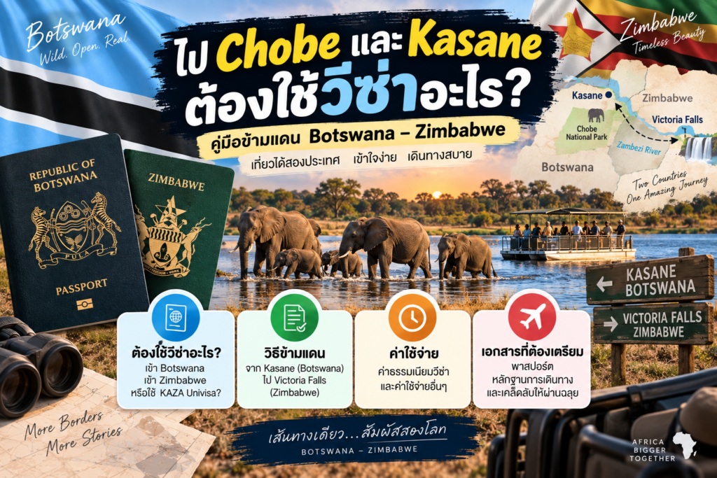 ไป Chobe และ Kasane ต้องใช้วีซ่าอะไร? คู่มือข้ามแดน Botswana–Zimbabwe