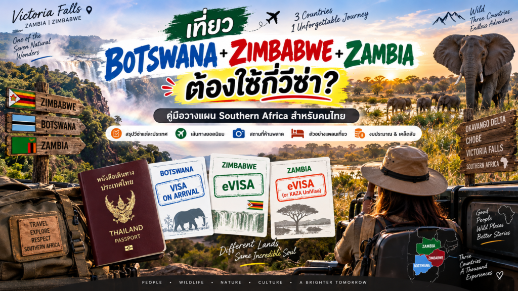 เที่ยว Botswana + Zimbabwe + Zambia ต้องใช้กี่วีซ่า? คู่มือวางแผน Southern Africa สำหรับคนไทย