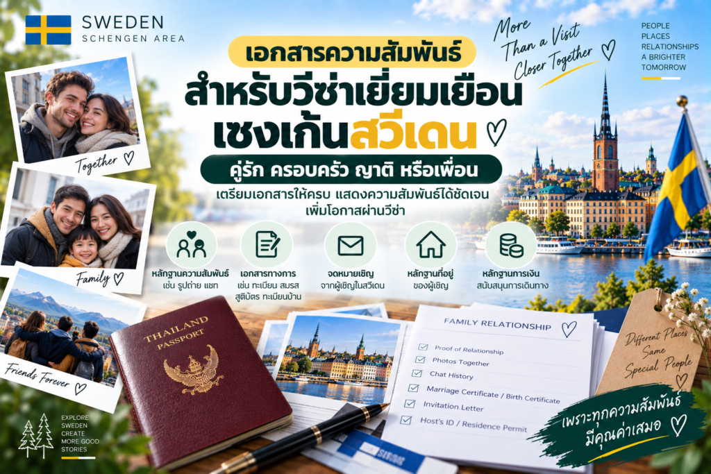 เอกสารความสัมพันธ์สำหรับวีซ่าเยี่ยมเยือนเชงเก้นสวีเดน