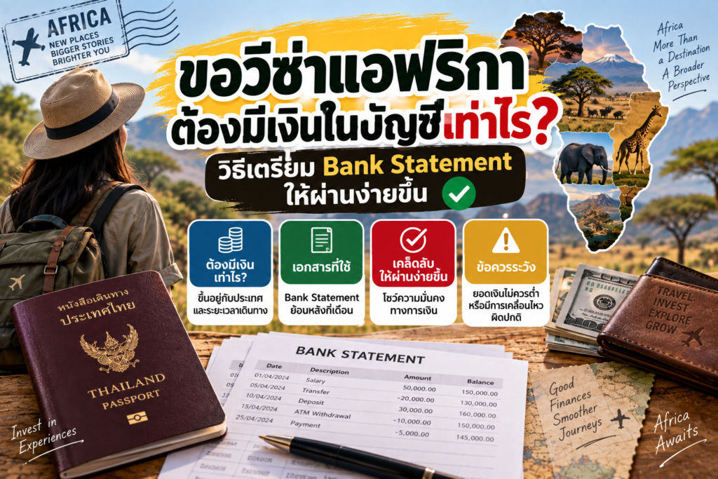 ขอวีซ่าแอฟริกาต้องมีเงินในบัญชีเท่าไร? วิธีเตรียม Bank Statement ให้ผ่านง่ายขึ้น
