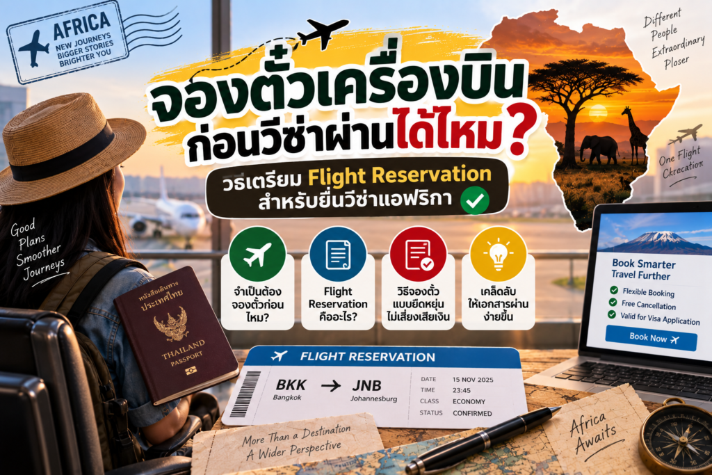 จองตั๋วเครื่องบินก่อนวีซ่าผ่านได้ไหม? วิธีเตรียม Flight Reservation สำหรับยื่นวีซ่าแอฟริกา
