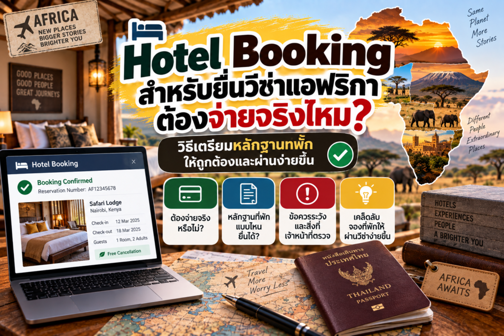 Hotel Booking สำหรับยื่นวีซ่าแอฟริกาต้องจ่ายจริงไหม? วิธีเตรียมหลักฐานที่พักให้ถูกต้อง