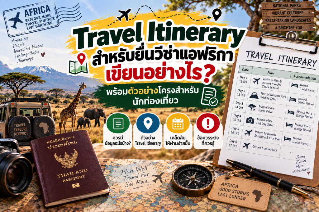 Travel Itinerary สำหรับยื่นวีซ่าแอฟริกาเขียนอย่างไร? พร้อมตัวอย่างโครงสำหรับนักท่องเที่ยว