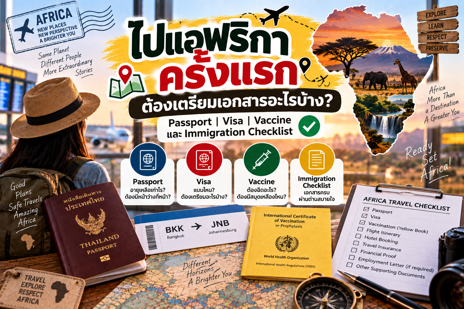 ไปแอฟริกาครั้งแรกต้องเตรียมเอกสารอะไรบ้าง? Passport, Visa, Vaccine และ Immigration Checklist
