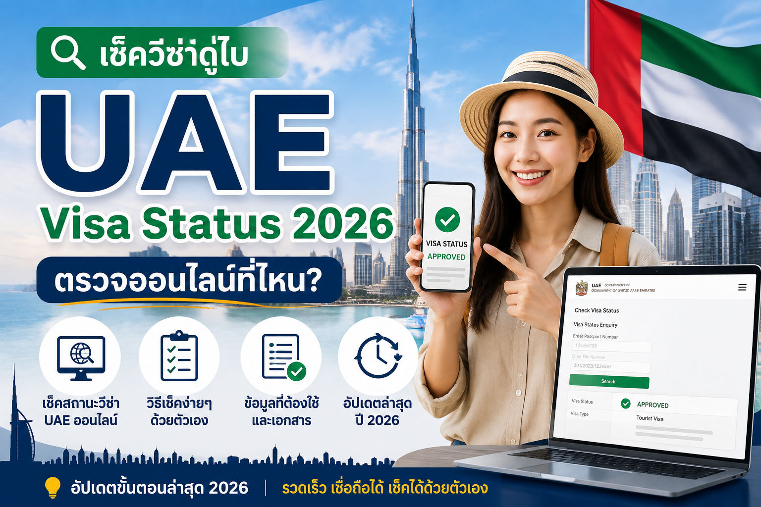 เช็ควีซ่าดูไบ UAE Visa Status 2026: ตรวจออนไลน์ที่ไหน