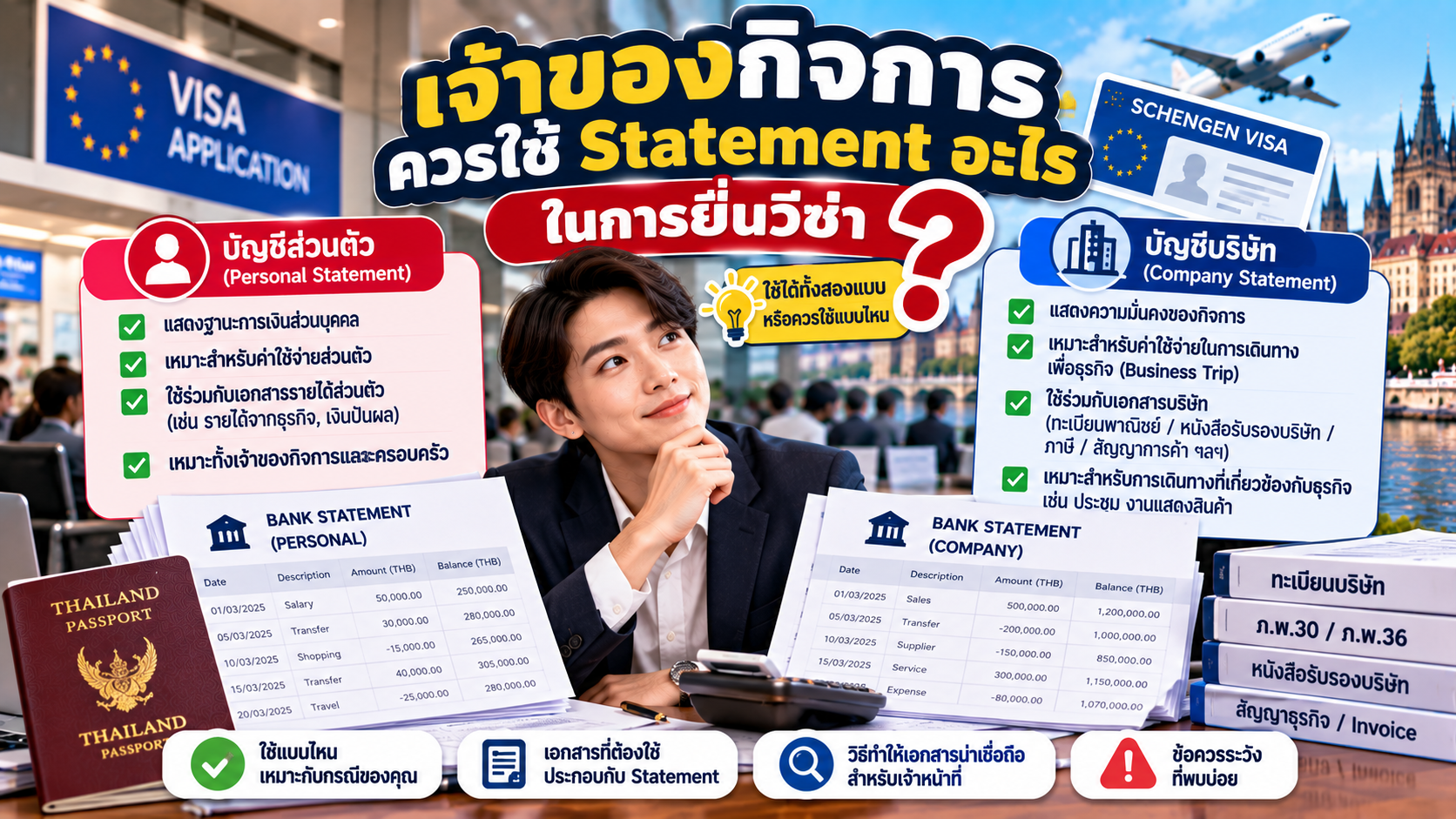 เจ้าของกิจการควรใช้ Statement ส่วนตัวหรือบัญชีบริษัทในการยื่นวีซ่า