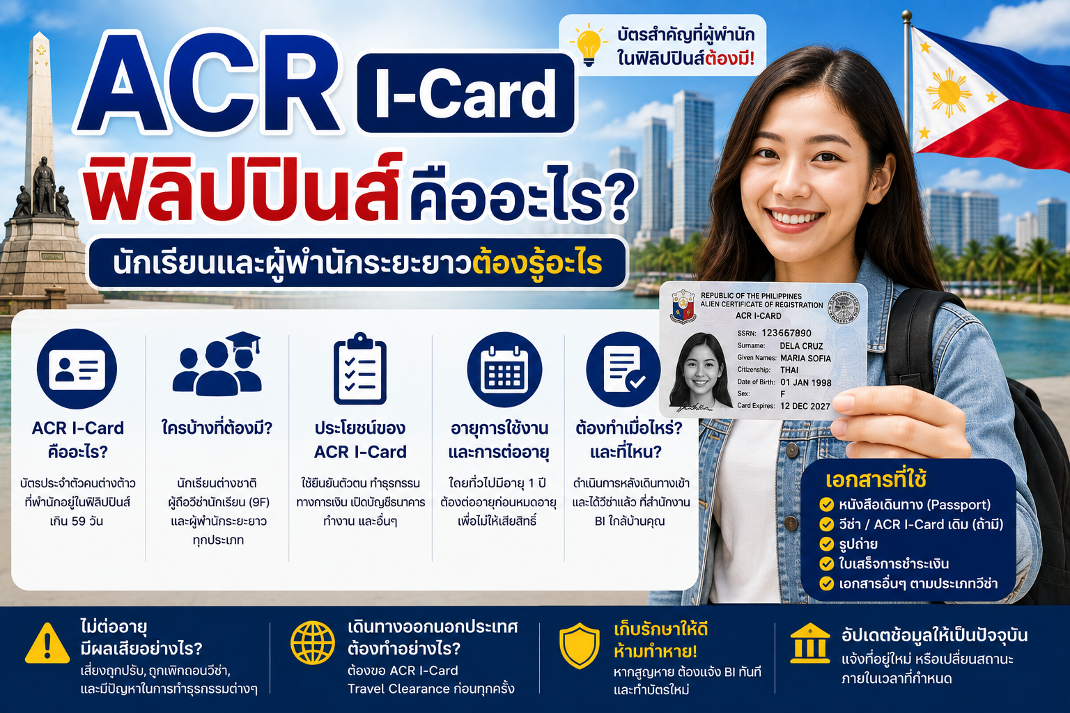 ACR I-Card ฟิลิปปินส์คืออะไร? นักเรียนและผู้พำนักระยะยาวต้องรู้อะไร