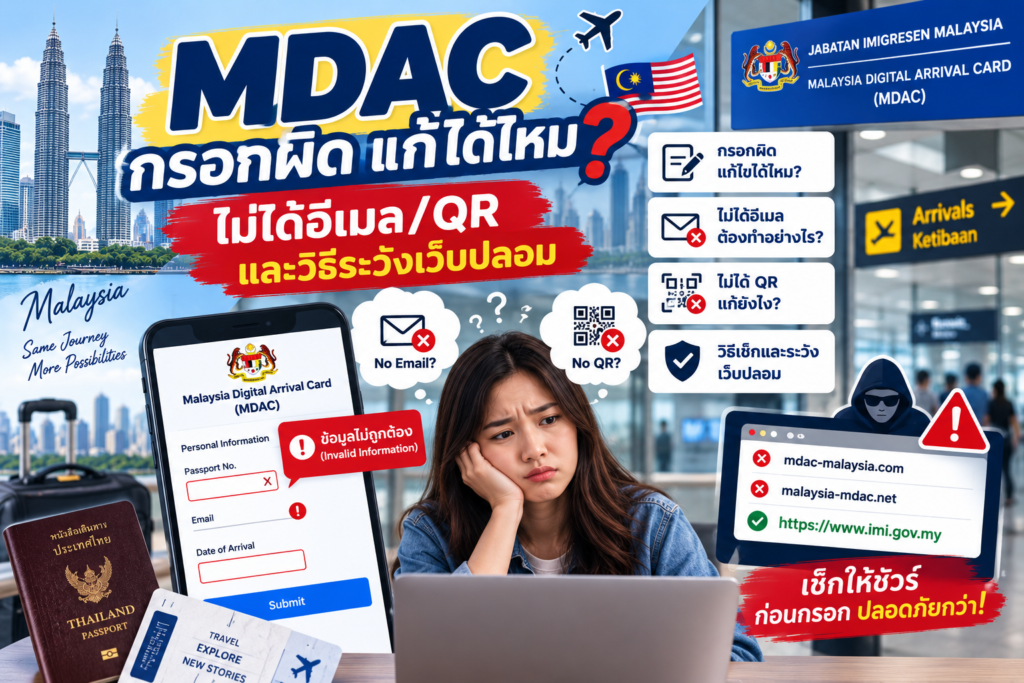 MDAC กรอกผิด แก้ได้ไหม? ไม่ได้อีเมล/QR และวิธีระวังเว็บปลอม