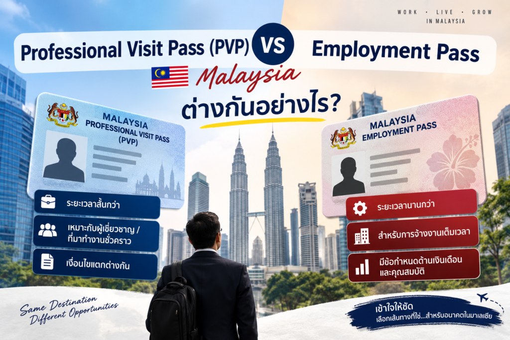 Professional Visit Pass (PVP) Malaysia vs Employment Pass ต่างกันอย่างไร?