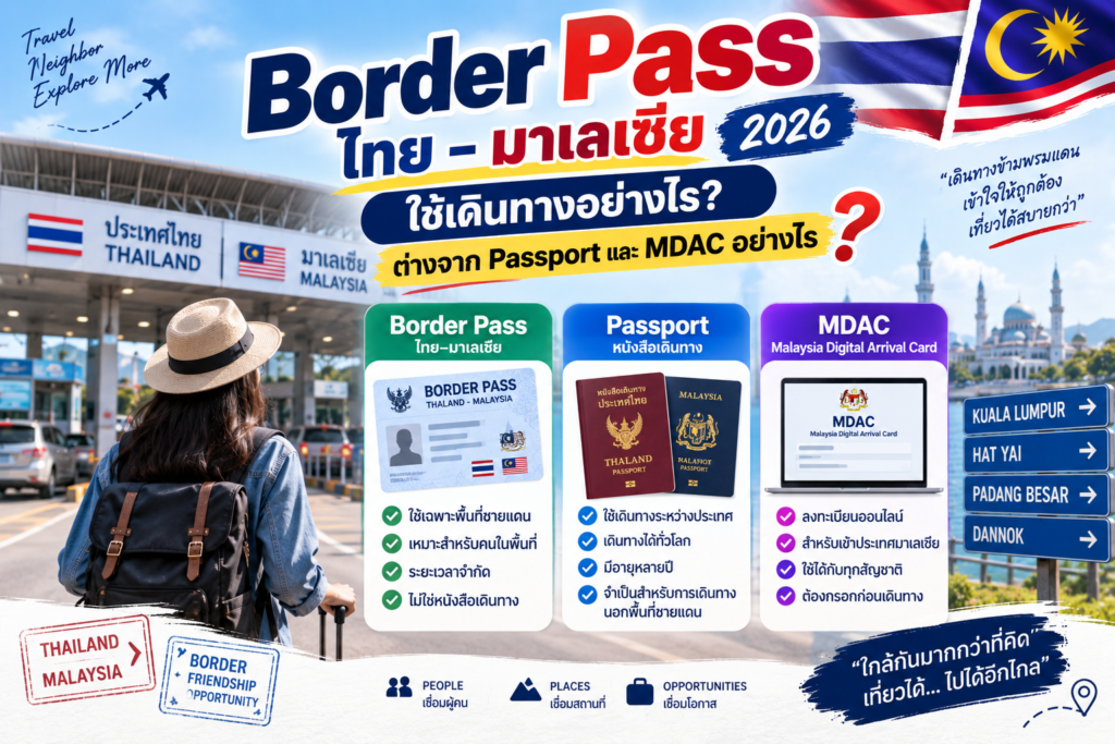 Border Pass ไทย–มาเลเซีย 2026 ใช้เดินทางอย่างไร? ต่างจาก Passport และ MDAC อย่างไร