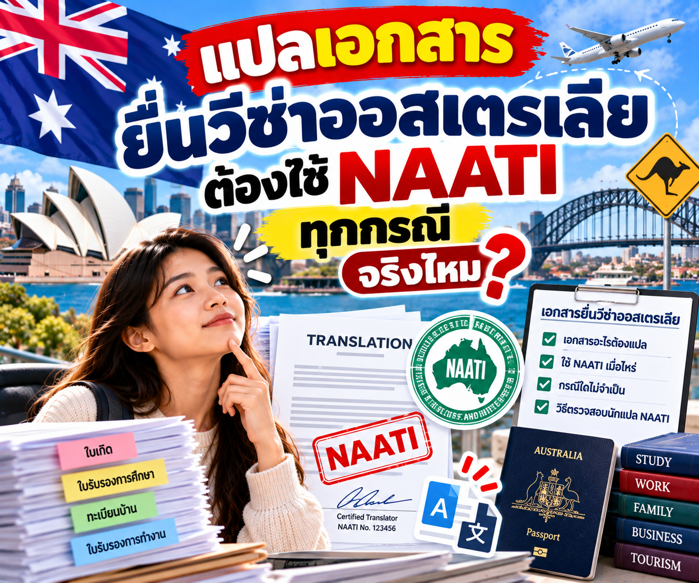แปลเอกสารยื่นวีซ่าออสเตรเลีย ต้องใช้ NAATI ทุกกรณีจริงไหม?