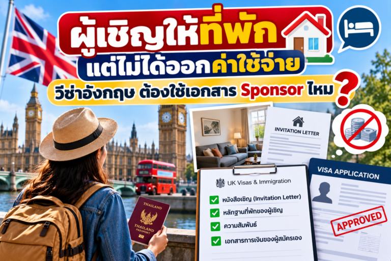 ผู้เชิญให้ที่พักแต่ไม่ได้ออกค่าใช้จ่าย วีซ่าอังกฤษต้องใช้เอกสาร Sponsor ไหม ผู้เชิญให้ที่พักแต่ไม่ได้ออกค่าใช้จ่าย วีซ่าอังกฤษต้องใช้เอกสาร Sponsor ไหม