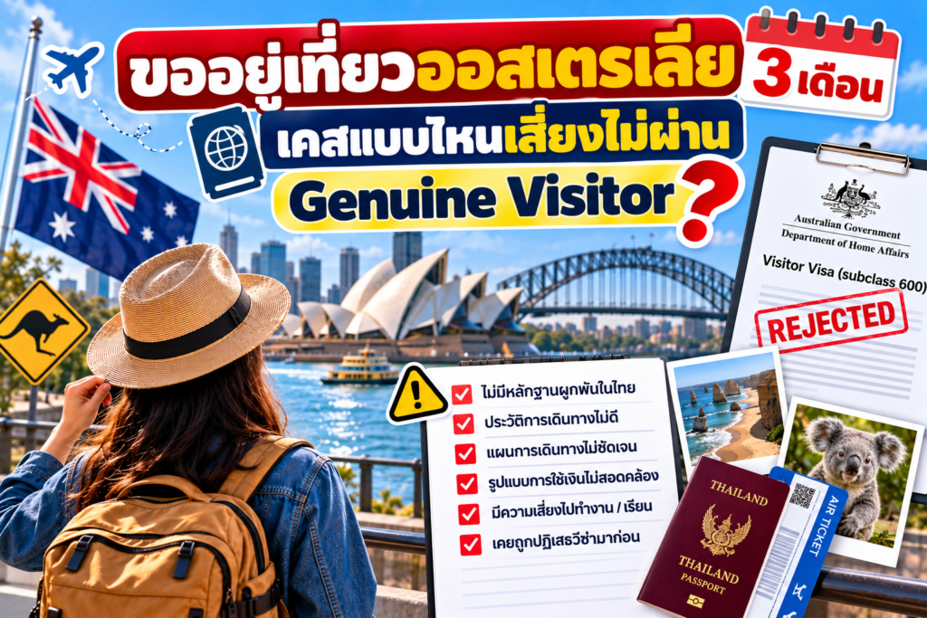 ขออยู่เที่ยวออสเตรเลีย 3 เดือน เคสแบบไหนเสี่ยงไม่ผ่าน Genuine Visitor