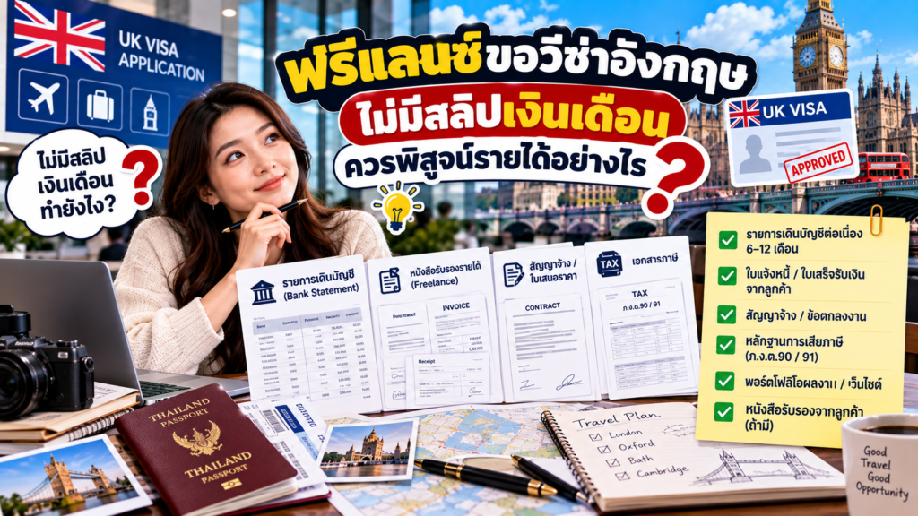 ฟรีแลนซ์ขอวีซ่าอังกฤษ ไม่มีสลิปเงินเดือนควรพิสูจน์รายได้อย่างไร