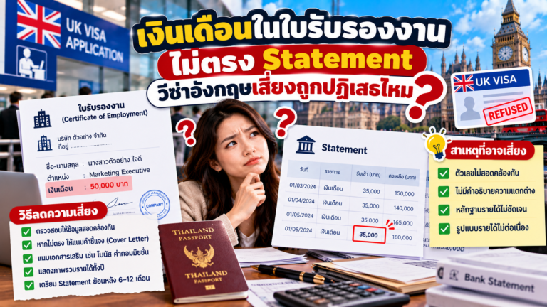 เงินเดือนในใบรับรองงานไม่ตรง Statement วีซ่าอังกฤษเสี่ยงถูกปฏิเสธไหม