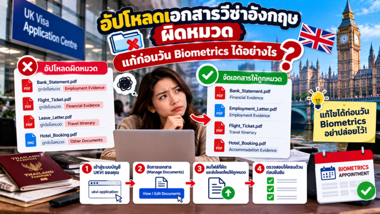 อัปโหลดเอกสารวีซ่าอังกฤษผิดหมวด แก้ก่อนวัน Biometrics ได้อย่างไร
