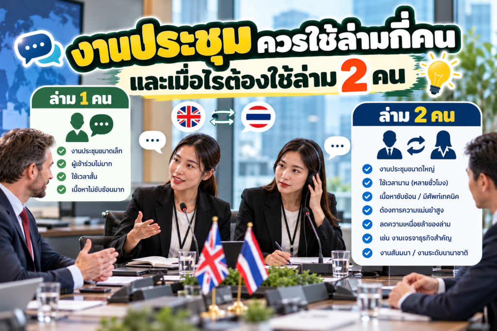 งานประชุมควรใช้ล่ามกี่คน และเมื่อไรต้องใช้ล่าม 2 คน