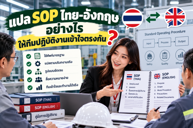 แปล SOP ไทย–อังกฤษอย่างไรให้ทีมปฏิบัติงานเข้าใจตรงกัน แปล SOP ไทย–อังกฤษอย่างไรให้ทีมปฏิบัติงานเข้าใจตรงกัน